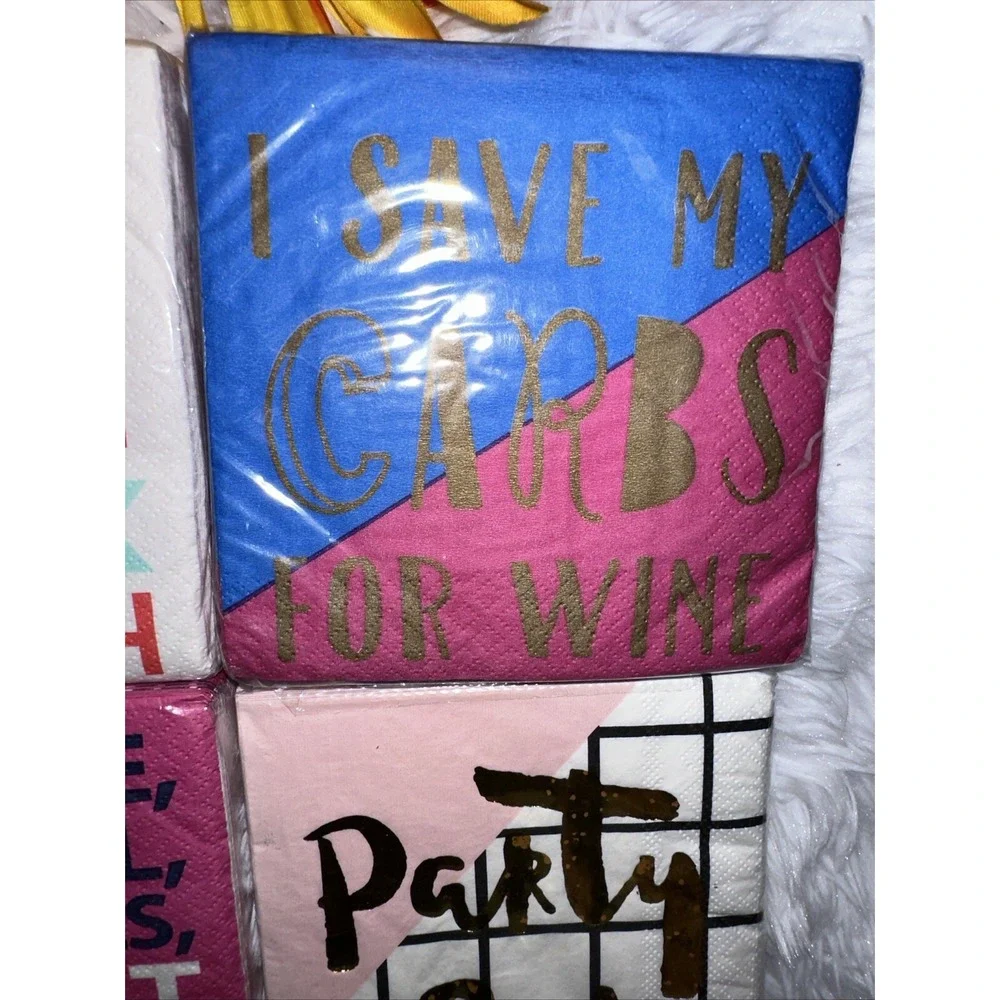 I Save My Carbs For Wine Funny Party Cocktail Beverage Napkins 3-Ply Tissue‎
